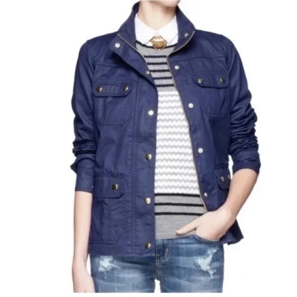 J. Crew Dark Blue Utility Jacket with Gold Buttons size XS